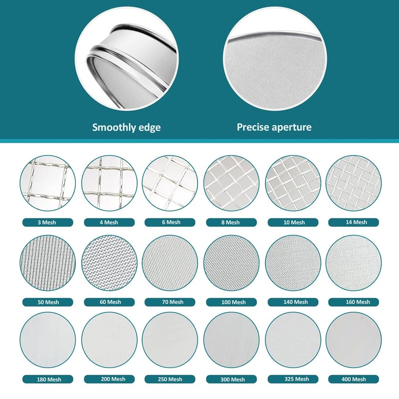 LVDALAB 304 Stainless Steel Mesh Lab Sieve, 700 Mesh(0.022mm) Aperture Test Sieve, 7.9Inch(20cm) Diameter Economy Standard Analysis Sample Test Sieves for Industrial Laboratory Homes - Image 3